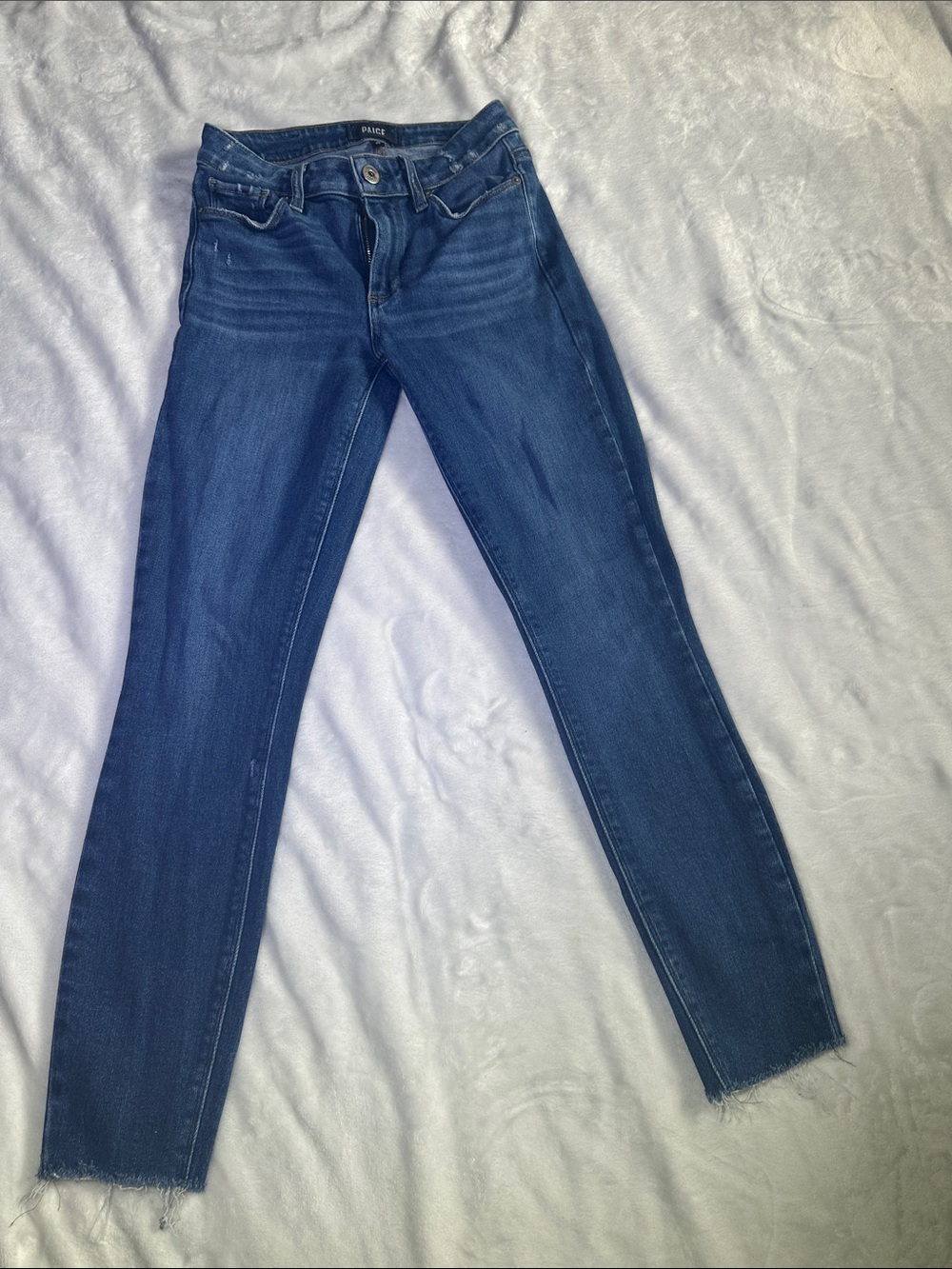PAIGE Indigo Skinny Jeans with Raw Hem